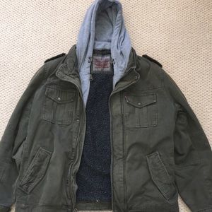 Layered Trucker Jacket w/ hood